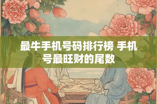 最牛手机号码排行榜 手机号最旺财的尾数