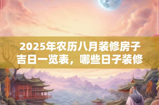 2025年农历八月装修房子吉日一览表，哪些日子装修好吗？