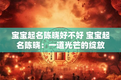 宝宝起名陈晓好不好 宝宝起名陈晓：一道光芒的绽放