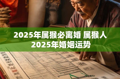 2025年属猴必离婚 属猴人 2025年婚姻运势