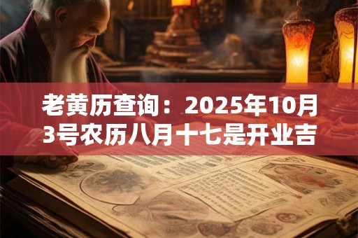 老黄历查询：2025年10月3号农历八月十七是开业吉日吗