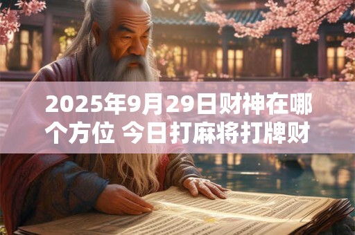 2025年9月29日财神在哪个方位 今日打麻将打牌财神方位