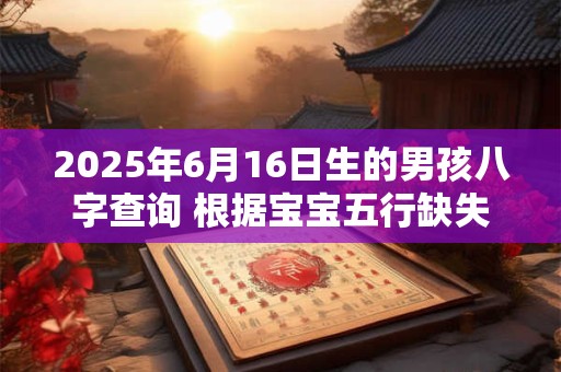 2025年6月16日生的男孩八字查询 根据宝宝五行缺失起名字