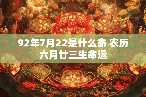 92年7月22是什么命 农历六月廿三生命运