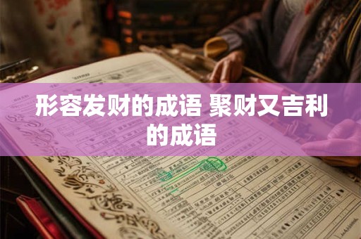 形容发财的成语 聚财又吉利的成语