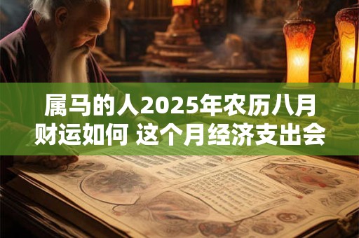属马的人2025年农历八月财运如何 这个月经济支出会增加