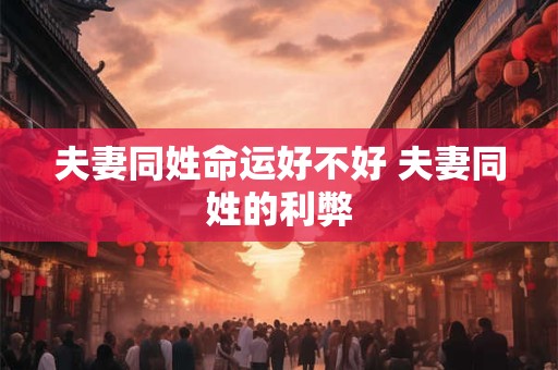 夫妻同姓命运好不好 夫妻同姓的利弊