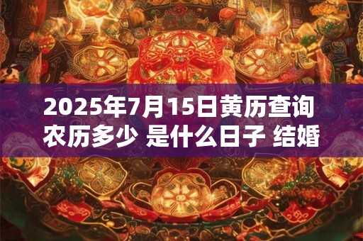 2025年7月15日黄历查询 农历多少 是什么日子 结婚吉时