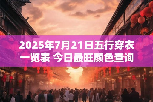 2025年7月21日五行穿衣一览表 今日最旺颜色查询