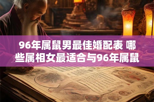 96年属鼠男最佳婚配表 哪些属相女最适合与96年属鼠男结婚