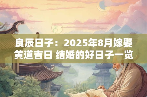 良辰日子：2025年8月嫁娶黄道吉日 结婚的好日子一览表
