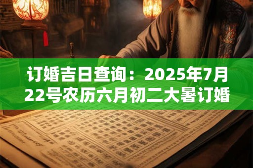订婚吉日查询：2025年7月22号农历六月初二大暑订婚好吗
