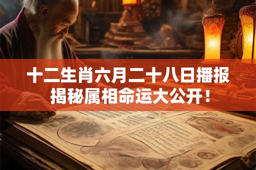 十二生肖六月二十八日播报 揭秘属相命运大公开！