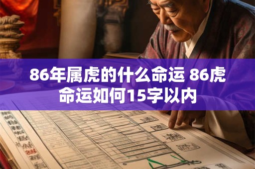 86年属虎的什么命运 86虎命运如何15字以内