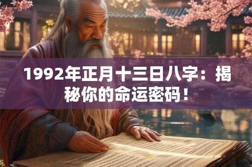 1992年正月十三日八字：揭秘你的命运密码！