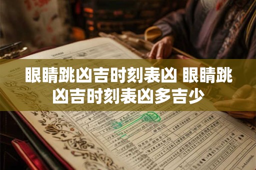 眼睛跳凶吉时刻表凶 眼睛跳凶吉时刻表凶多吉少