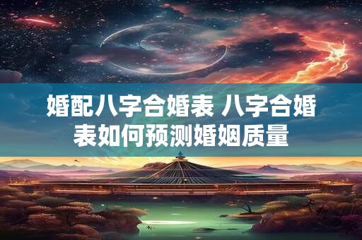 婚配八字合婚表 八字合婚表如何预测婚姻质量