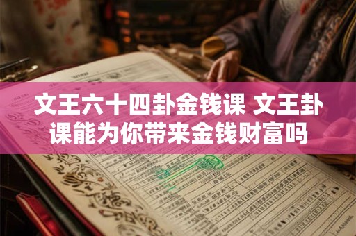 文王六十四卦金钱课 文王卦课能为你带来金钱财富吗