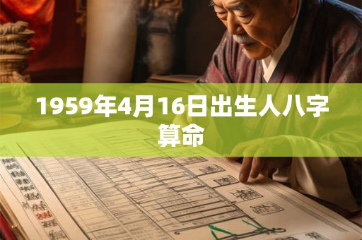 1959年4月16日出生人八字算命