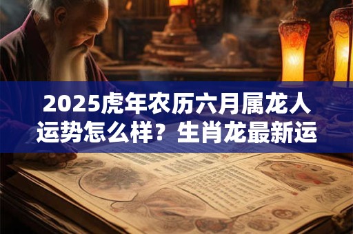 2025虎年农历六月属龙人运势怎么样？生肖龙最新运程