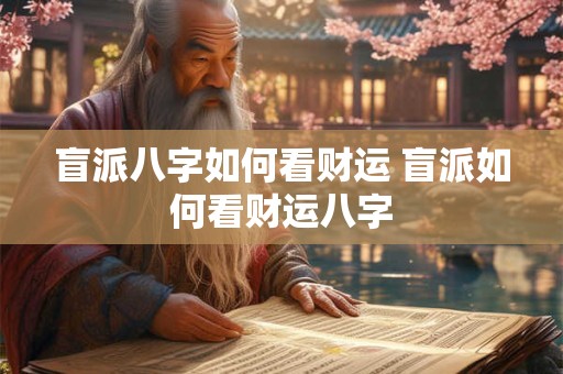 盲派八字如何看财运 盲派如何看财运八字
