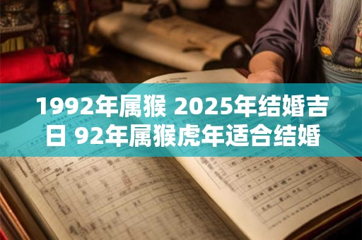 1992年属猴 2025年结婚吉日 92年属猴虎年适合结婚吗 1992年属猴 2025年结婚吉日 92年属猴虎年适合结婚吗