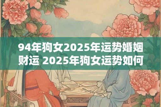 94年狗女2025年运势婚姻财运 2025年狗女运势如何 94年狗女2025年运势婚姻财运 2025年狗女运势如何