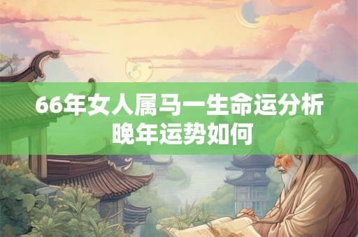 66年女人属马一生命运分析 晚年运势如何