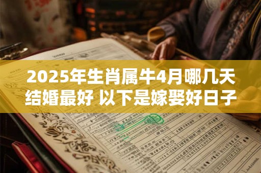 2025年生肖属牛4月哪几天结婚最好 以下是嫁娶好日子