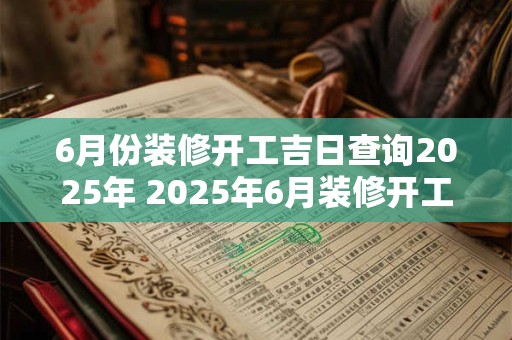 6月份装修开工吉日查询2025年 2025年6月装修开工黄道吉日查询