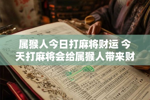 属猴人今日打麻将财运 今天打麻将会给属猴人带来财运吗
