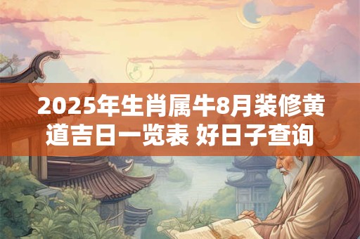 2025年生肖属牛8月装修黄道吉日一览表 好日子查询