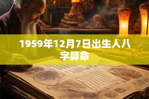 1959年12月7日出生人八字算命