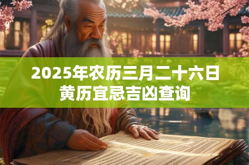 2025年农历三月二十六日黄历宜忌吉凶查询