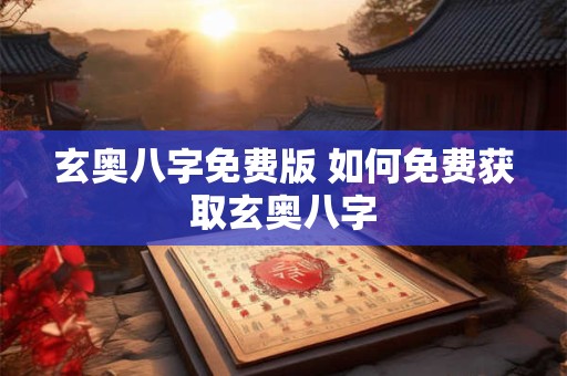玄奥八字免费版 如何免费获取玄奥八字