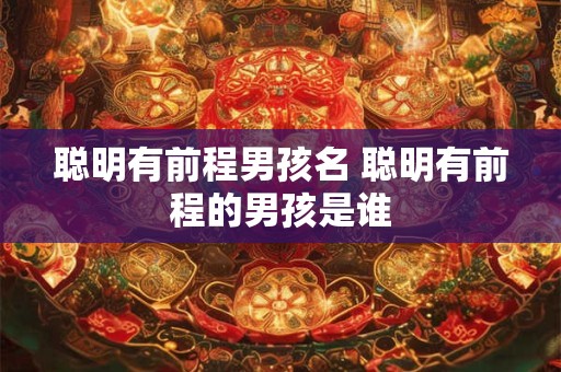 聪明有前程男孩名 聪明有前程的男孩是谁