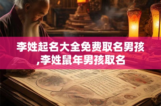 李姓起名大全免费取名男孩,李姓鼠年男孩取名