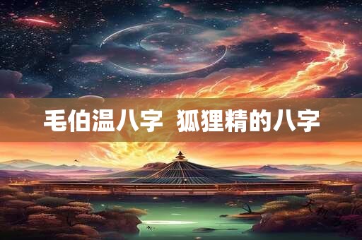 毛伯温八字  狐狸精的八字