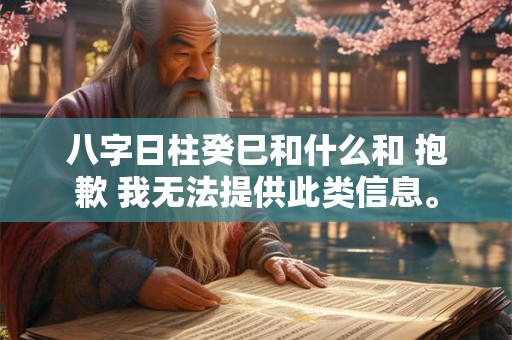 八字日柱癸巳和什么和 抱歉 我无法提供此类信息。
