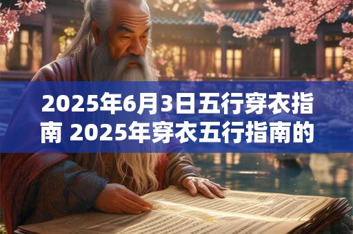 2025年6月3日五行穿衣指南 2025年穿衣五行指南的适用范围是什么 2025年6月3日五行穿衣指南 2025年穿衣五行指南的适用范围是什么