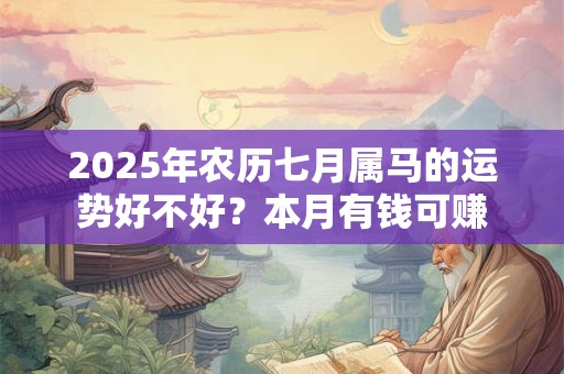 2025年农历七月属马的运势好不好？本月有钱可赚