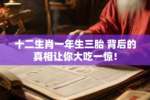 十二生肖一年生三胎 背后的真相让你大吃一惊！
