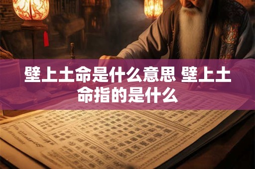 壁上土命是什么意思 壁上土命指的是什么