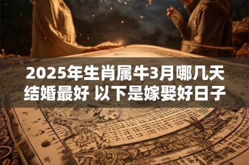 2025年生肖属牛3月哪几天结婚最好 以下是嫁娶好日子