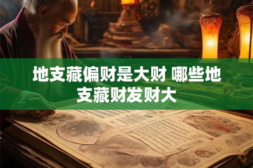 地支藏偏财是大财 哪些地支藏财发财大