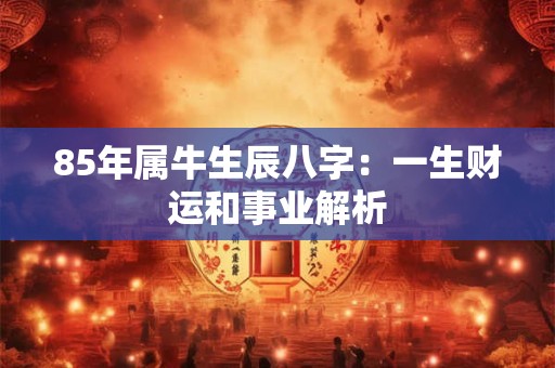 85年属牛生辰八字：一生财运和事业解析
