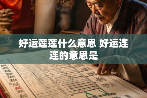 好运莲莲什么意思 好运连连的意思是