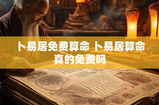 卜易居免费算命 卜易居算命真的免费吗