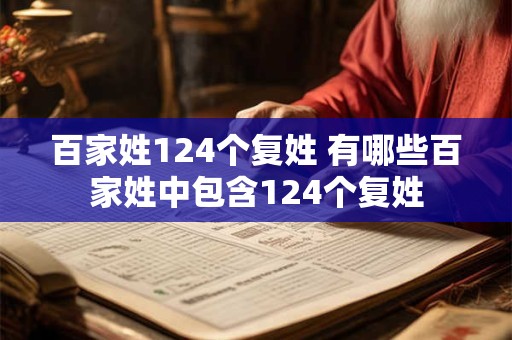 百家姓124个复姓 有哪些百家姓中包含124个复姓