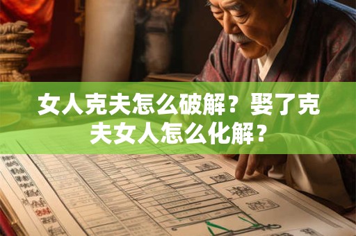 女人克夫怎么破解？娶了克夫女人怎么化解？